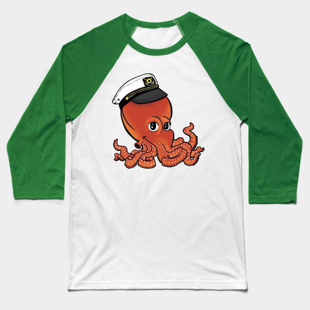 CAPTAIN OCTOPUS COLOR Baseball T-Shirt by StineBrunson